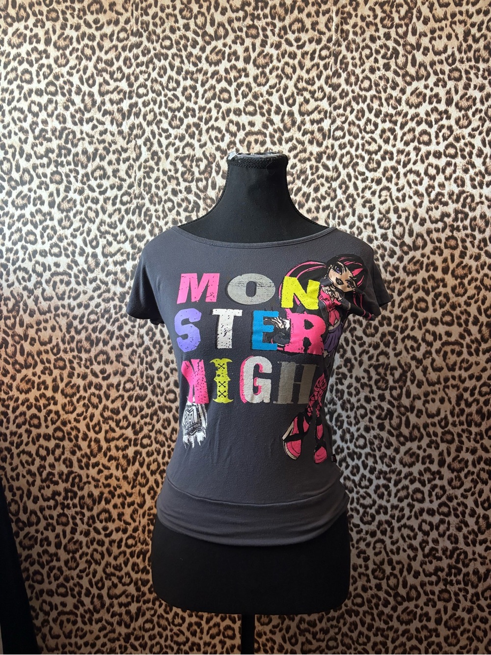 2013 Monster High Gray Tee with Pink Shield Logo